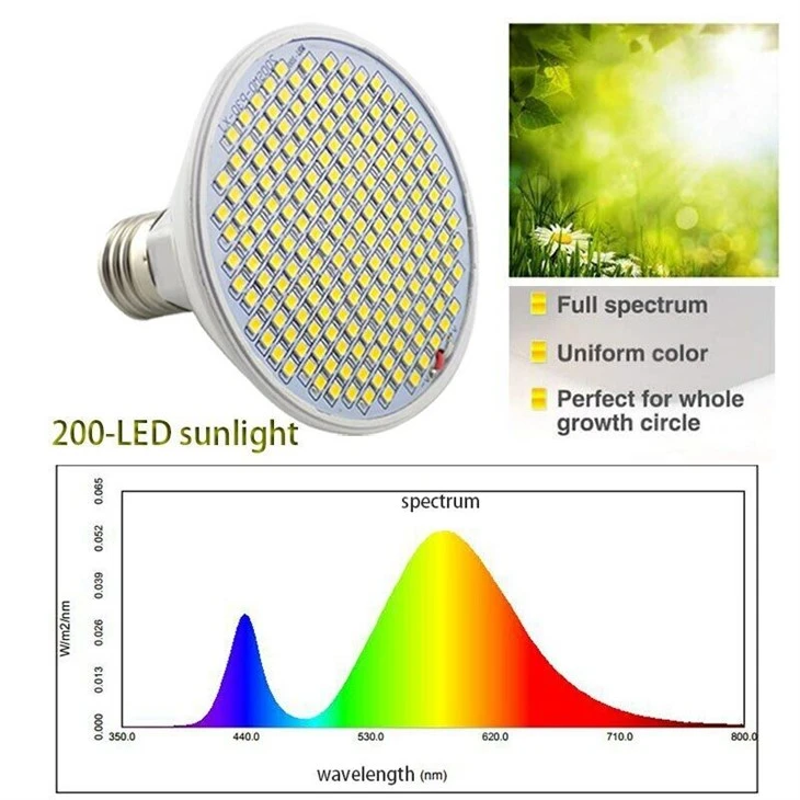 200/300 LED E27 to'liq spektrli o'simlik o'sadigan yorug'lik