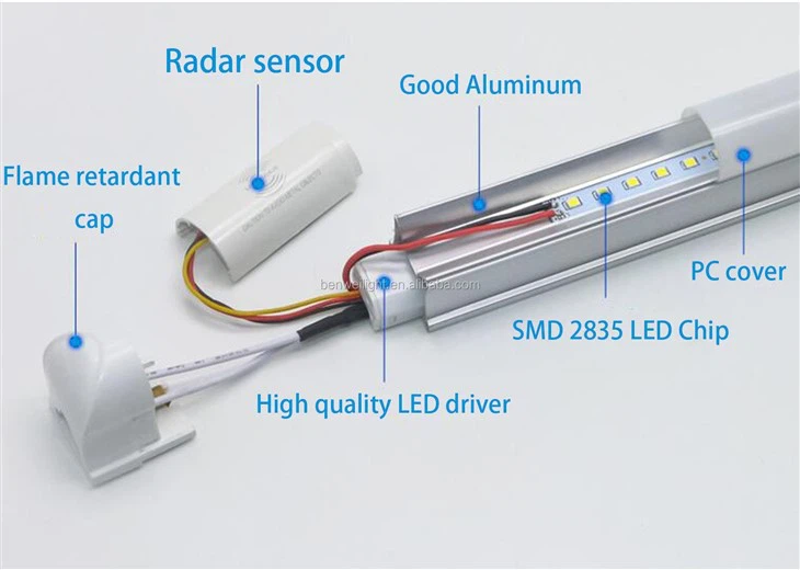 PIR infrared sensor led tube lamp fixture 1