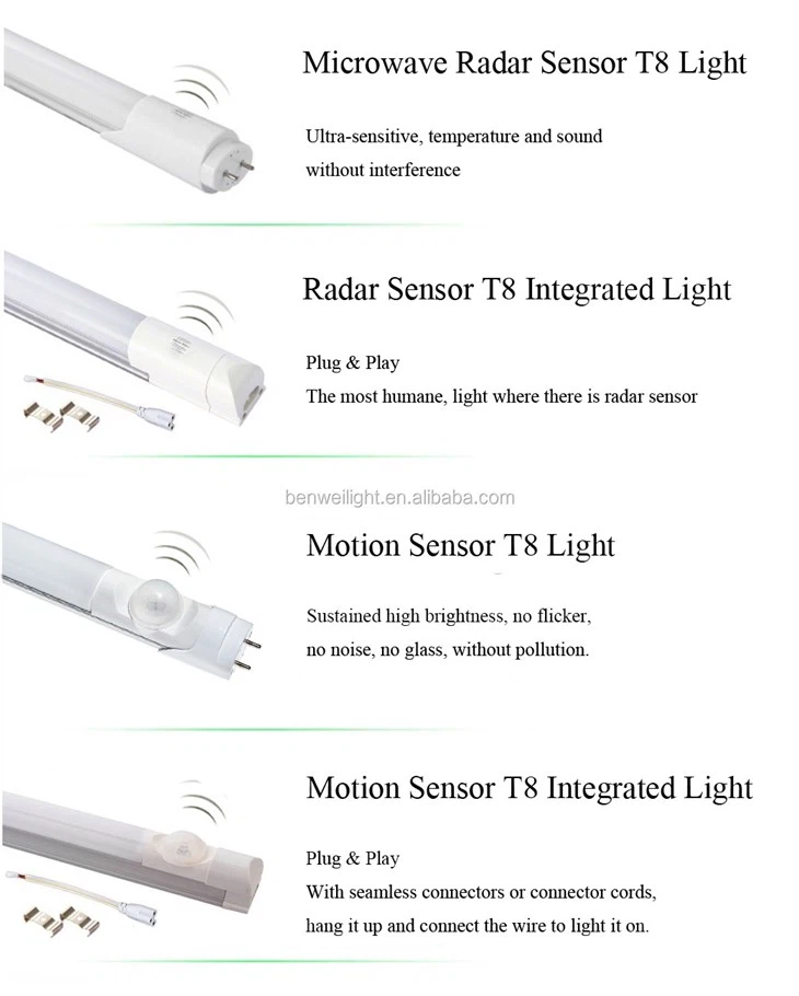 PIR infrared sensor led tube lamp fixture