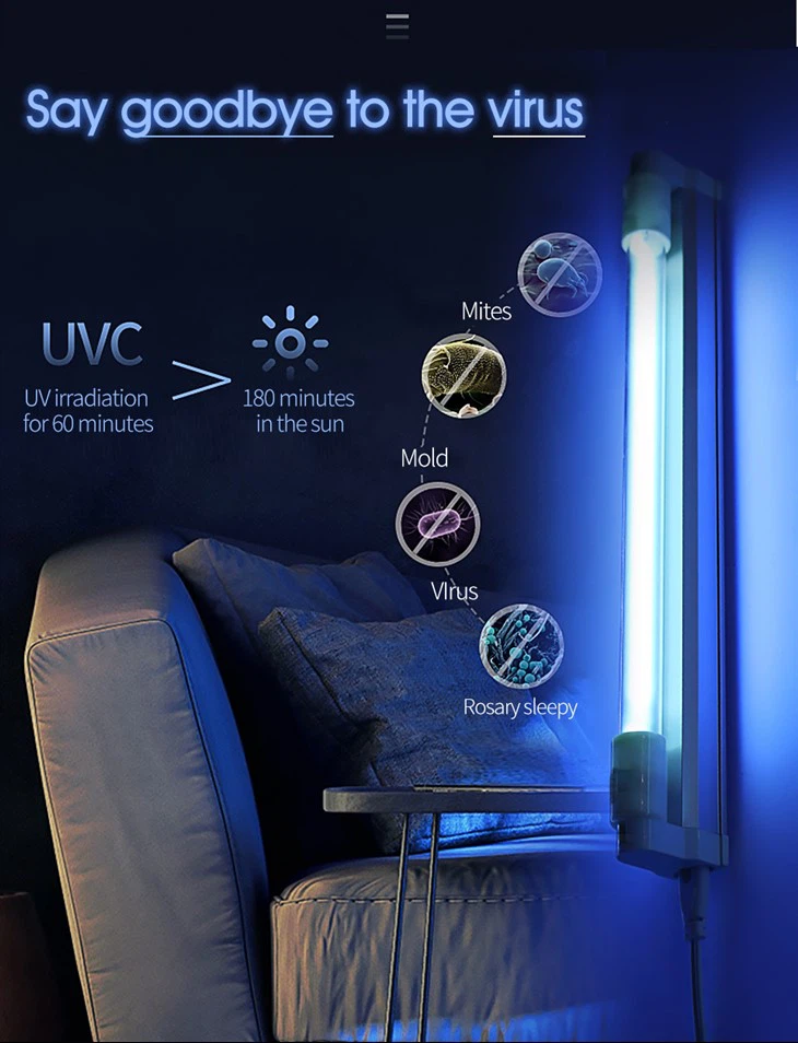 UVC LED dezinfektsiya chiroqi chang oqadilar