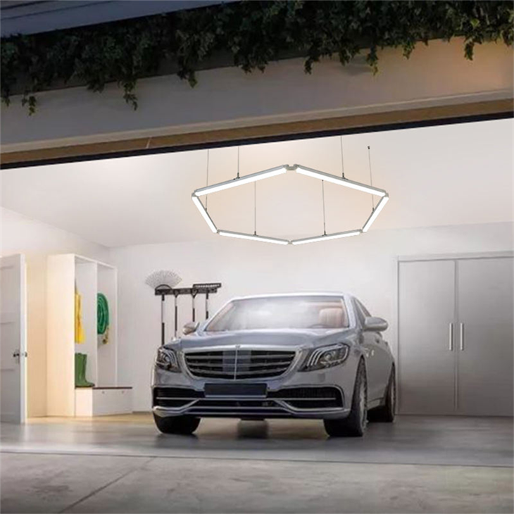 Olti burchakli LED shift yoritgichi - 110V-277V avtosalonlar va sanoat maydonlari uchun