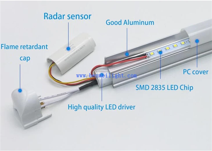 PIR infrared sensor led tube lamp fixture 1
