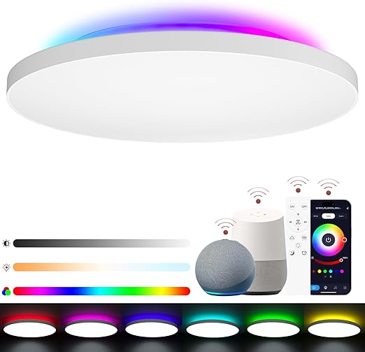 DIMMmulyatsion LED yorug'ligi 24w 2400lm, RGB Backlight masofadan boshqarish pulti va ilovasi bilan